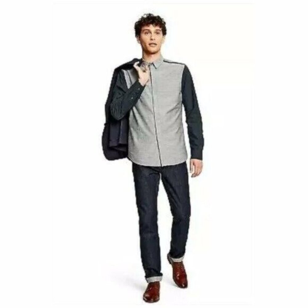 3.1 Phillip Lim for Target Gray Button Down Men's Shirt Long Sleeve Size Small